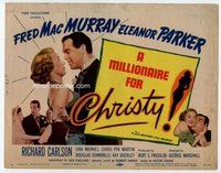 d232 MILLIONAIRE FOR CHRISTY movie title lobby card '51 Eleanor Parker