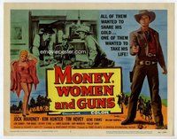 d241 MONEY, WOMEN & GUNS movie title lobby card '58 Jock Mahoney, Kim Hunter