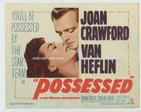 d285 POSSESSED movie title lobby card '47 Joan Crawford, Van Heflin