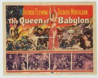 d289 QUEEN OF BABYLON movie title lobby card '56 sexy art of Rhonda Fleming
