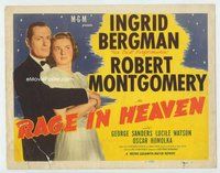 d293 RAGE IN HEAVEN movie title lobby card R46 Ingrid Bergman, Montgomery