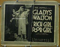 d302 RICH GIRL POOR GIRL movie title lobby card '21 Gladys Walton dual role