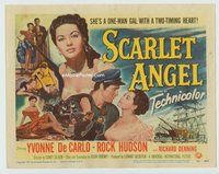 d313 SCARLET ANGEL movie title lobby card '52 Rock Hudson, Yvonne DeCarlo
