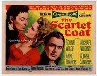 d314 SCARLET COAT movie title lobby card '55 Cornel Wilde, John Sturges