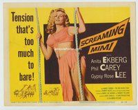 d316 SCREAMING MIMI movie title lobby card '58 sexy Anita Ekberg, film noir!
