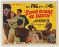 d320 SEVEN DOORS TO DEATH movie title lobby card '44 Chick Chandler, Clyde