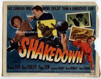 d324 SHAKEDOWN movie title lobby card '50 Howard Duff, Brian Donlevy