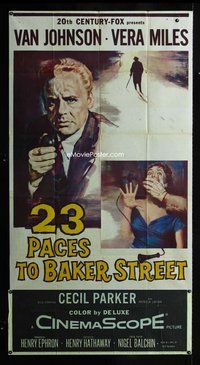 f012 23 PACES TO BAKER STREET three-sheet movie poster '56 Van Johnson, Miles