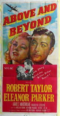 f016 ABOVE & BEYOND three-sheet movie poster '52 Robert Taylor, Parker