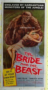 f044 BRIDE & THE BEAST three-sheet movie poster '58 Ed Wood, classic image!