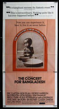f055 CONCERT FOR BANGLADESH three-sheet movie poster '72 George Harrison