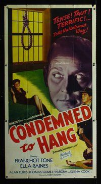 f181 PHANTOM LADY three-sheet movie poster R50 Tone, Condemned to Hang!