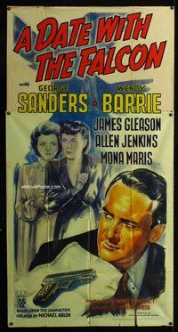 f060 DATE WITH THE FALCON three-sheet movie poster '41 George Sanders, Barrie