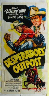 f062 DESPERADOES' OUTPOST three-sheet movie poster '52 Allan Rocky Lane!