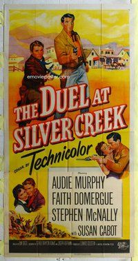 f071 DUEL AT SILVER CREEK three-sheet movie poster '52 Audie Murphy, Domergue