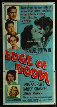 f073 EDGE OF DOOM three-sheet movie poster '50 Dana Andrews, Farley Granger