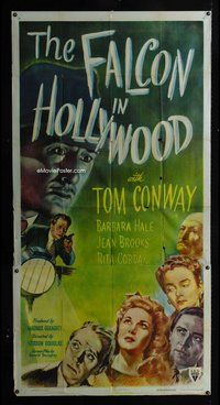 f077 FALCON IN HOLLYWOOD three-sheet movie poster '44 Tom Conway, Hale
