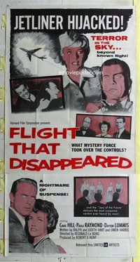 f081 FLIGHT THAT DISAPPEARED three-sheet movie poster '61 wacky sci-fi!