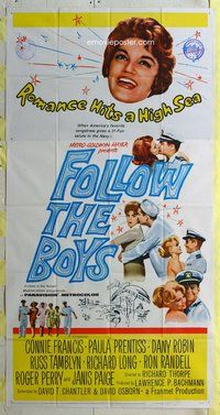 f083 FOLLOW THE BOYS three-sheet movie poster '63 Connie Francis sings!