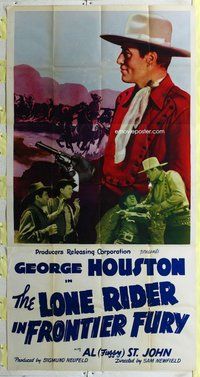 f135 LONE RIDER IN FRONTIER FURY three-sheet movie poster '41 George Houston
