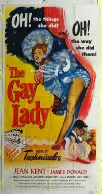 f088 GAY LADY three-sheet movie poster '49 Jean Kent, English comedy!