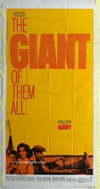 f089 GIANT three-sheet movie poster R70 James Dean, Liz Taylor, Rock Hudson