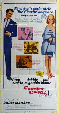 f093 GOODBYE CHARLIE three-sheet movie poster '64 Tony Curtis, Deb Reynolds
