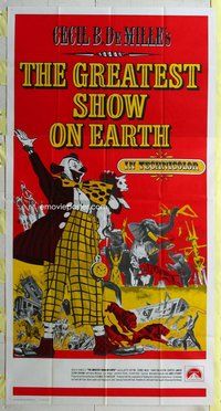 f094 GREATEST SHOW ON EARTH three-sheet movie poster R70s DeMille, Heston