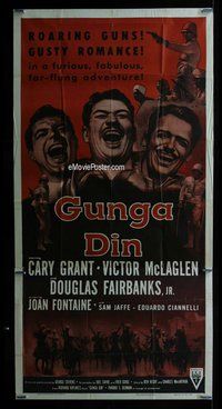 f096 GUNGA DIN three-sheet movie poster R54 Cary Grant, Douglas Fairbanks