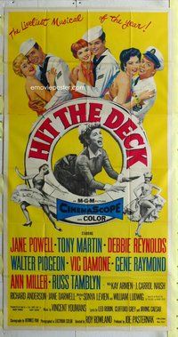 f105 HIT THE DECK three-sheet movie poster '55 Debbie Reynolds, Jane Powell