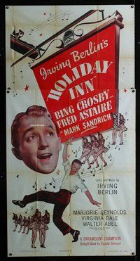 f106 HOLIDAY INN three-sheet movie poster R49 Astaire, Crosby, Irving Berlin