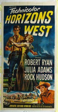 f109 HORIZONS WEST three-sheet movie poster '52 Robert Ryan, Rock Hudson