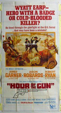 f111 HOUR OF THE GUN three-sheet movie poster '67 James Garner, John Sturges