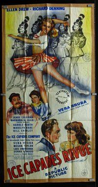 f115 ICE CAPADES REVUE three-sheet movie poster '42 Vera Hruba, Vera Vague