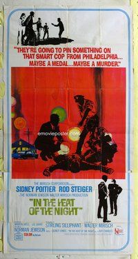 f118 IN THE HEAT OF THE NIGHT three-sheet movie poster '67 Sidney Poitier