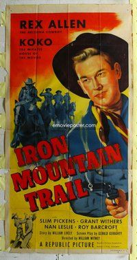 f120 IRON MOUNTAIN TRAIL three-sheet movie poster '53 Rex Allen, Pickens