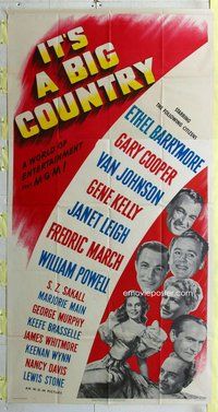 f121 IT'S A BIG COUNTRY three-sheet movie poster '51 Gary Cooper, all-stars!