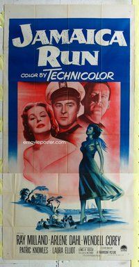 f123 JAMAICA RUN three-sheet movie poster '53 Ray Milland, Arlene Dahl
