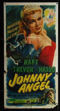 f124 JOHNNY ANGEL three-sheet movie poster '45 George Raft, Claire Trevor
