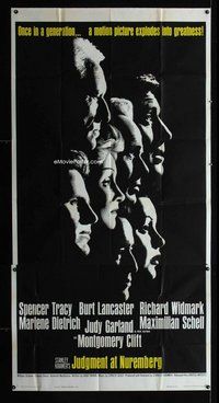 f125 JUDGMENT AT NUREMBERG three-sheet movie poster '61 Spencer Tracy
