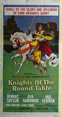 f129 KNIGHTS OF THE ROUND TABLE three-sheet movie poster R62 Robert Taylor
