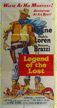f133 LEGEND OF THE LOST three-sheet movie poster '57 John Wayne, Loren