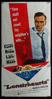 f137 LONELYHEARTS three-sheet movie poster '59 Montgomery Clift, Ryan, Loy