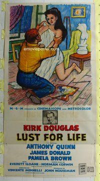 f139 LUST FOR LIFE three-sheet movie poster '56 Kirk Douglas as Van Gogh!