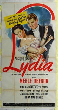 f140 LYDIA three-sheet movie poster '41 great artwork of Merle Oberon!