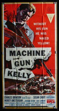 f141 MACHINE GUN KELLY three-sheet movie poster '58 Charles Bronson, AIP