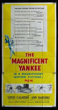 f142 MAGNIFICENT YANKEE three-sheet movie poster '51 Louis Calhern, Sturges