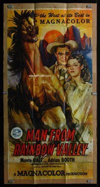 f145 MAN FROM RAINBOW VALLEY three-sheet movie poster '46 Monty Hale, Booth