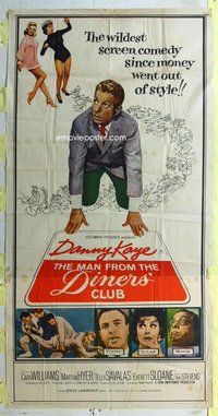 f147 MAN FROM THE DINERS' CLUB three-sheet movie poster '63 Danny Kaye