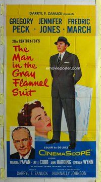 f148 MAN IN THE GRAY FLANNEL SUIT three-sheet movie poster '56 Gregory Peck